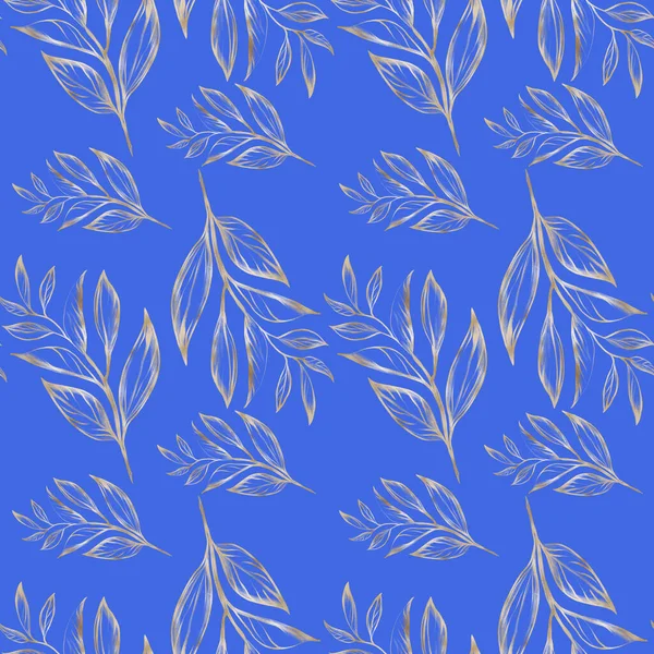 Díszítő Geometrikus Zökkenőmentes Minta Absztrakt Királyi Kék Virágdísz Elegáns Ismétlődő — Stock Fotó