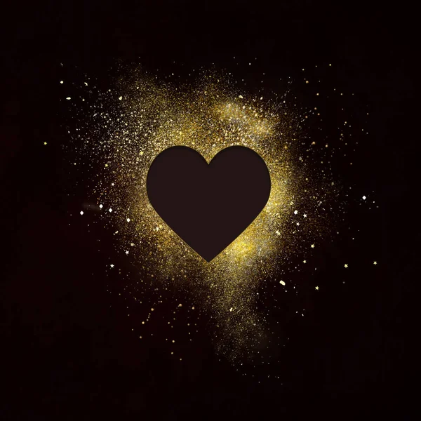 Черный Фон Роскошным Золотым Сердцем Золотой Пылью Иллюстрация Дню Святого — стоковое фото