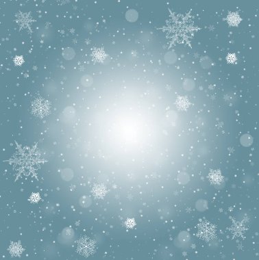 Kar zemini. Dağınık taneli mavi Noel karı. Kar yağarken kış konsepti. Tatil dokusu ve beyaz kar taneleri.