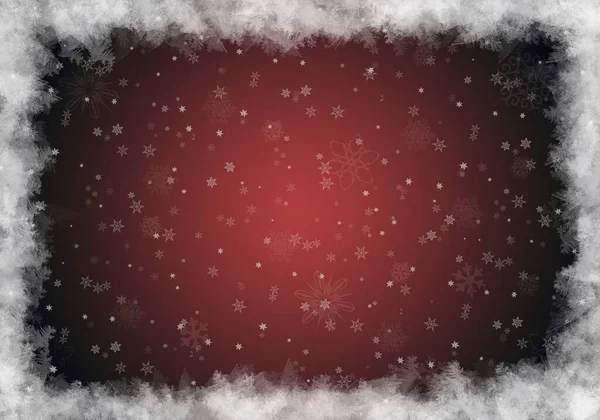 Red Winter Background Snowflakes Christmas Card — Stock Photo, Image