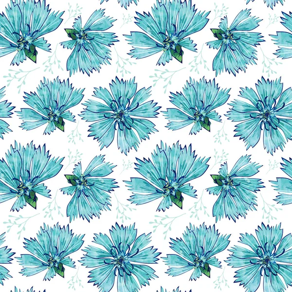 Ornamental geometric seamless pattern. Abstract turquoise blue floral ornament. Elegant repeat background texture