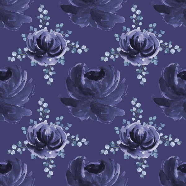 Ornamental Geometric Seamless Pattern Abstract Navy Blue Floral Ornament Elegant — Stock Photo, Image