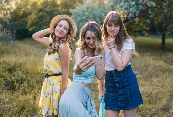 Grupa przyjaciół dziewczyny zrobić zdjęcie selfie — Zdjęcie stockowe