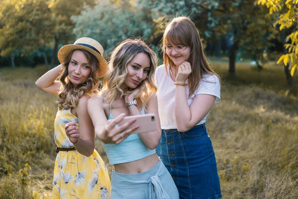 Grupo de meninas amigas tirar foto selfie — Fotografia de Stock