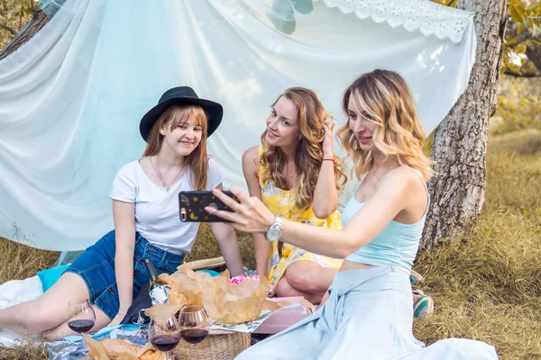 Grupo de meninas amigas tirar foto selfie — Fotografia de Stock