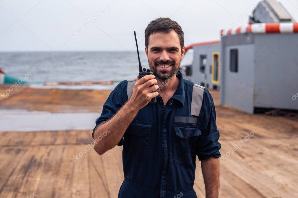 Marine Deck Officer or Chief mate on deck of vessel or ship