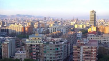Barcelona cityscape panorama, 4 k İspanya vurdu