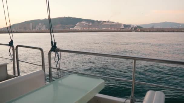 Sailing race. Yachting in the Aegean sea. Luxury yacht. — Stock Video