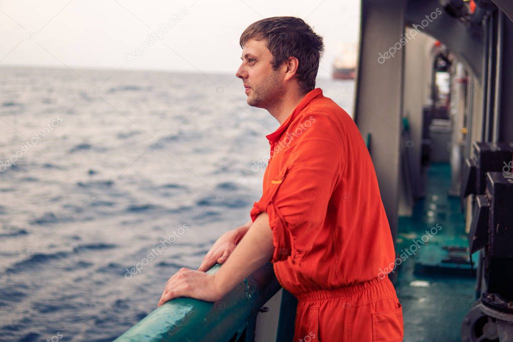 Deck Officer on deck of offshore vessel or ship