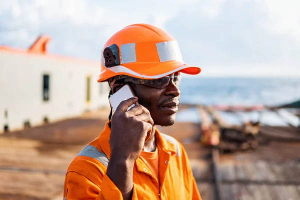 Marine seaman or bosun on deck of vessel or ship — Stock Photo, Image