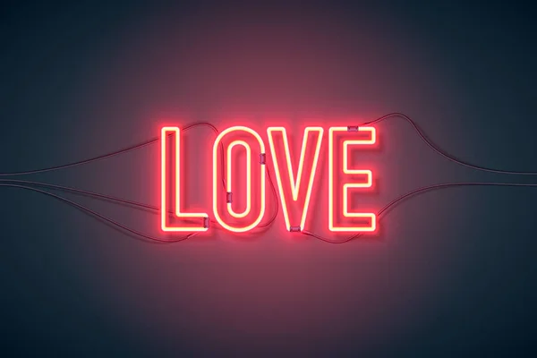 Cuore Luminoso Insegna Neon Retro Neon Segno Amore Sfondo Viola — Vettoriale Stock