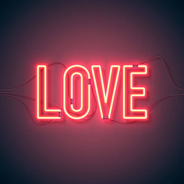 Cuore Luminoso Insegna Neon Retro Neon Segno Amore Sfondo Viola — Vettoriale Stock