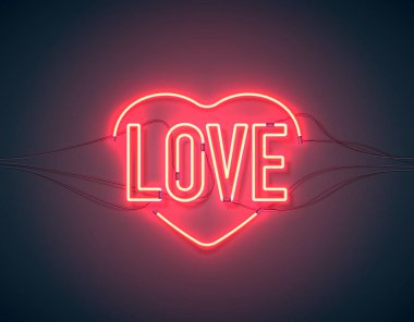 Neon işareti kalp sevmek
