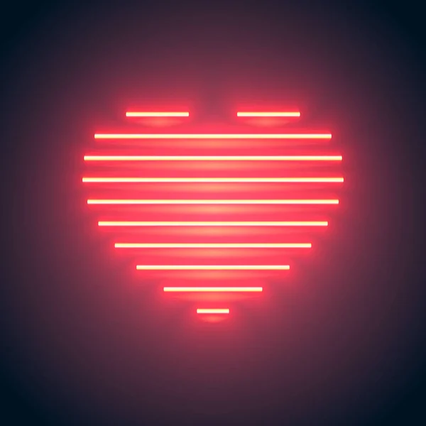 Corazón de línea de neón — Vector de stock