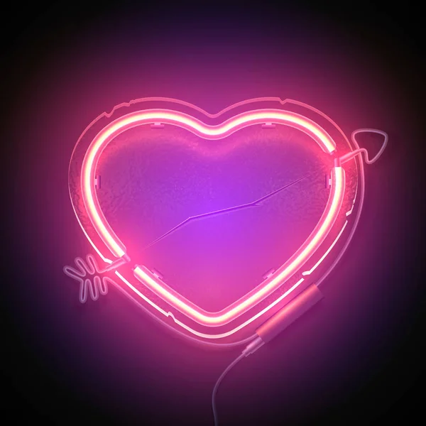 Papan nama jantung neon3 - Stok Vektor