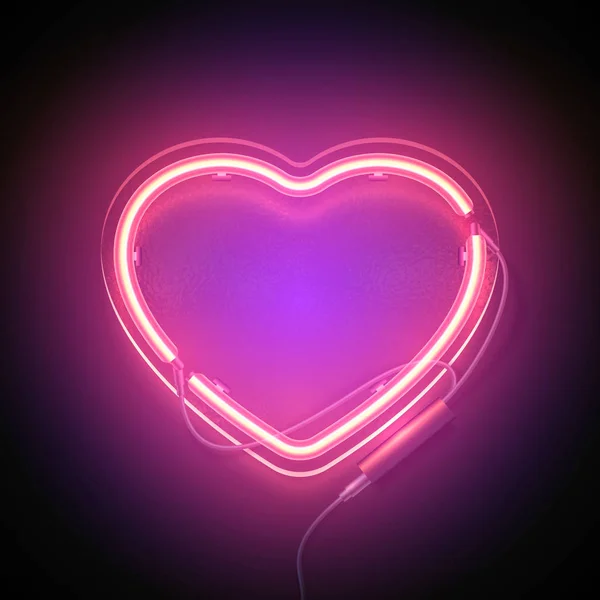 Cartello al neon cuore rosa bg — Vettoriale Stock