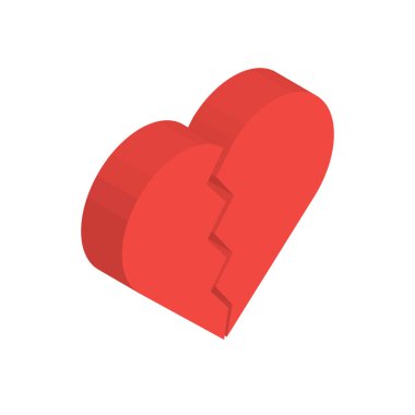 Kırık kalp vektörde izometrik