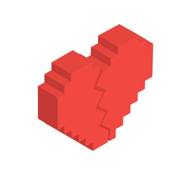 Kırık kalp vektörde izometrik