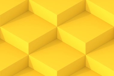 Sarı kare arka plan. Küp arka plan. 3D render arka plan