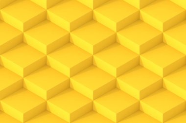 Sarı kare arka plan. Küp arka plan. 3D render arka plan
