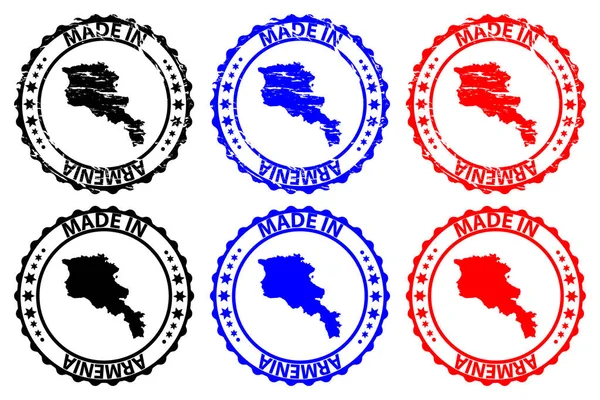 Gemaakt Armenië Rubber Stempel Vector Republiek Armenië Kaart Patroon Zwart — Stockvector