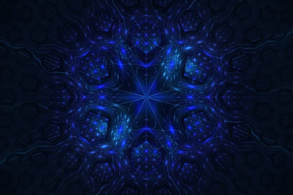 Λουλούδι Μοτίβο Όμορφη Fractal Fractal Κύκλο Φαντασίας Μοτίβο Μπλε Και — Φωτογραφία Αρχείου