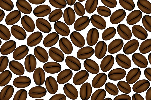 Coffee Beans Brown White Vector Pattern — Stock Vector