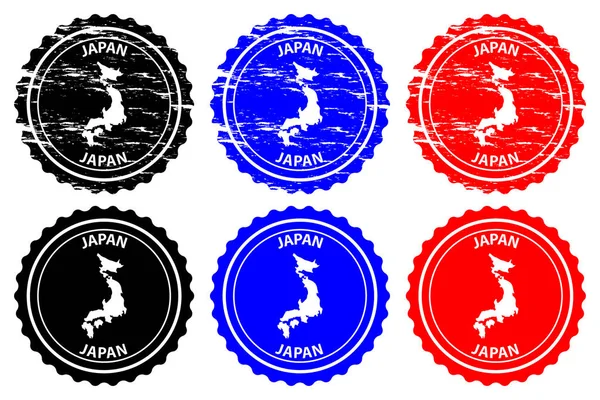 Japão Carimbo Borracha Vetor Padrão Mapa Japão Adesivo Preto Azul — Vetor de Stock