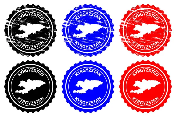 Kirgizië Rubber Stamp Vector Kirgizstan Kirgizië Kaart Patroon Sticker Zwart — Stockvector