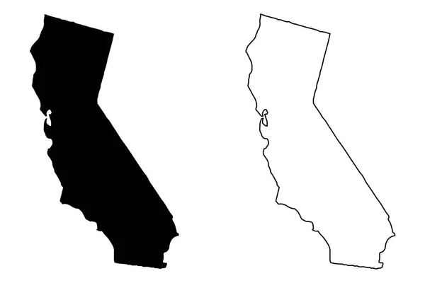 Εικονογράφηση Διάνυσμα Χάρτη Καλιφόρνια Καλιφόρνια Χάρτης Σκίτσων Σκαριφήματος — Διανυσματικό Αρχείο