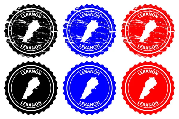 Libanon Rubber Stempel Vector Libanese Republiek Kaart Patroon Sticker Zwart — Stockvector
