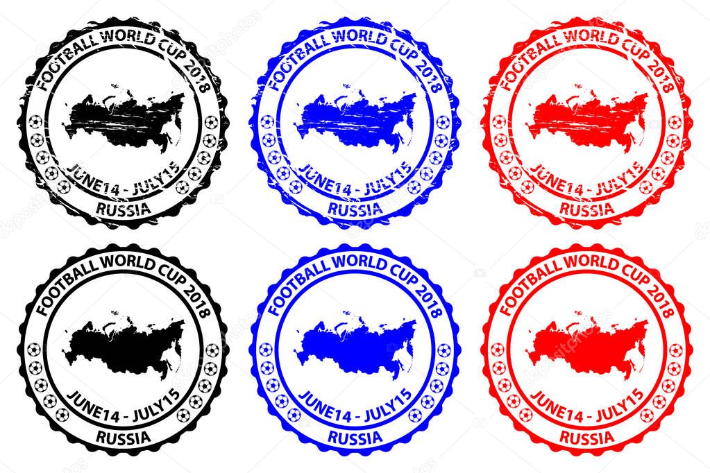 2018 FIFA World Cup stamp, Football world championships Russia 2018 - sticker - black, blue and red