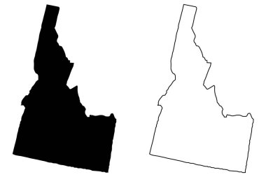 Idaho harita vektör çizim, karalama kroki Idaho harita