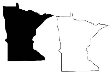 Minnesota harita vektör çizim, karalama kroki Minnesota harita