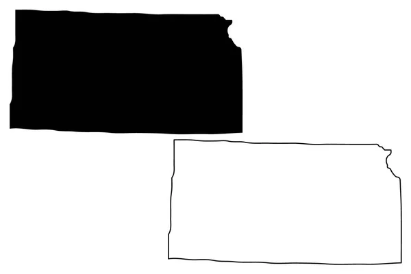堪萨斯地图矢量插图 涂鸦草图堪萨斯地图 — 图库矢量图片