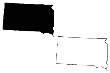 Güney Dakota harita vektör çizim, karalama taslak Güney Dakota harita