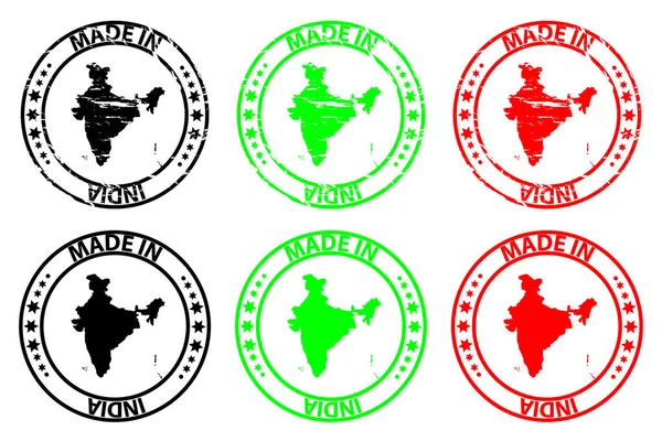 Feito Índia Carimbo Borracha Vetor Padrão Mapa República Índia Preto — Vetor de Stock