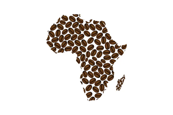 África Mapa Grão Café África Mapa Feito Grãos Café —  Vetores de Stock