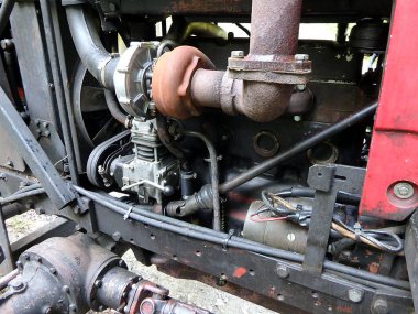 eski bir traktör motor Close-Up,