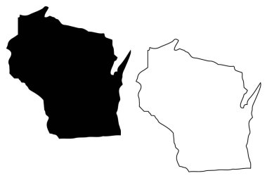 Wisconsin harita vektör çizim, karalama taslak Wisconsin Haritası