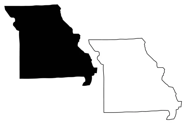 Illustration Vectorielle Carte Missouri Croquis Croquis Carte Missouri — Image vectorielle