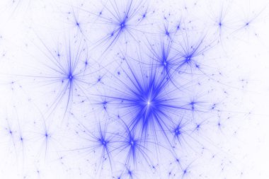 Parlak Soyut Fraktal yıldız, Fraktal yıldızlı gökyüzü fantezi desen - mavi ve beyaz, havai fişek
