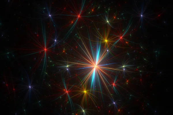 Steaua Fractală Abstractă Strălucitoare Modelul Fanteziei Cerului Înstelat Fractal Culoare — Fotografie, imagine de stoc