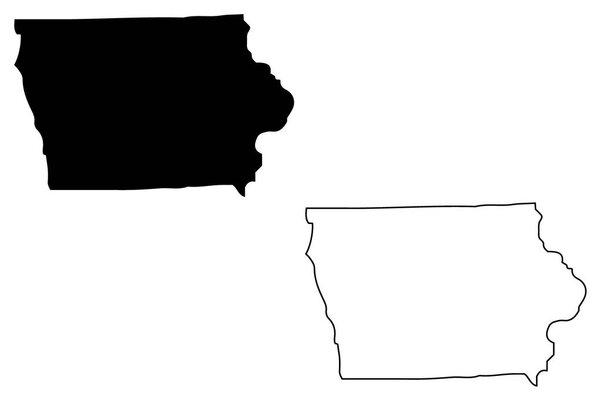 Векторная иллюстрация карты Айовы, каракули на карте Айовы

