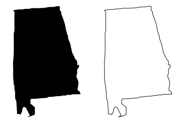 Alabama Mappa Vettoriale Illustrazione Scarabocchio Schizzo Alabama Mappa — Vettoriale Stock