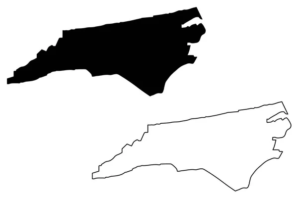 Vektorová mapa Severní Karolína — Stockový vektor