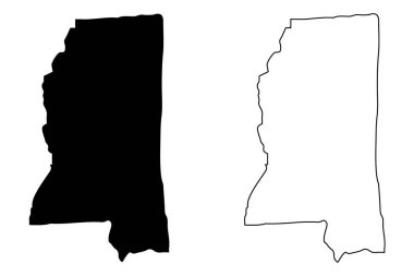 Mississippi harita vektör çizim, karalama kroki Mississippi harita