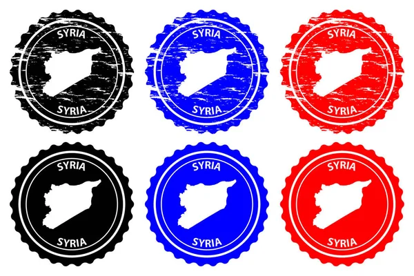 Syrie Tampon Caoutchouc Vecteur Motif Carte République Arabe Syrienne Autocollant — Image vectorielle