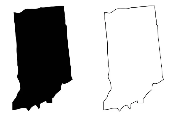 Εικονογράφηση Διάνυσμα Χάρτη Ιντιάνα Κακογραφία Ιντιάνα Χάρτης Σκίτσων — Διανυσματικό Αρχείο