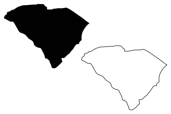 南卡罗来纳州地图矢量插图 涂鸦素描南卡罗来纳州地图 — 图库矢量图片